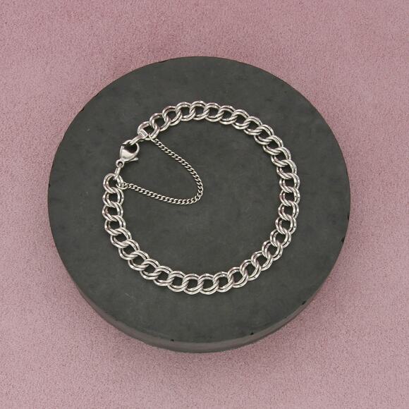 james avery sterling silver medium double curb charm bracelet size 6.5in - Picture 1 of 3